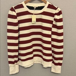 JODIFL Burgundy and Cream Striped Sweater